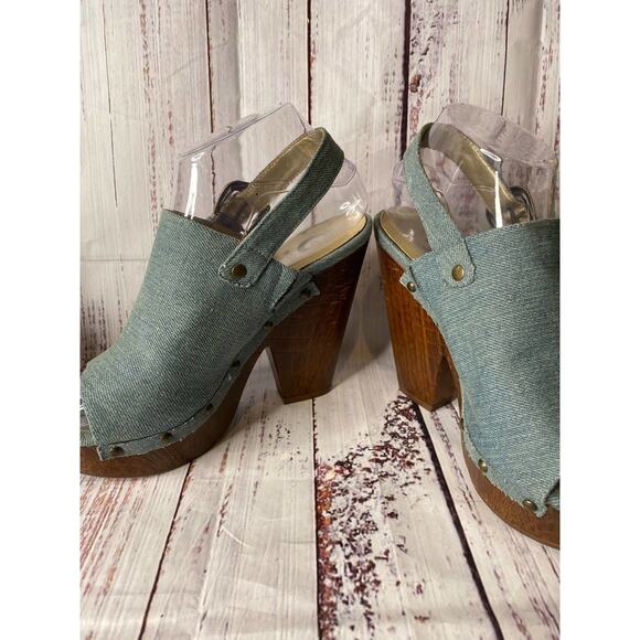 G By Guess Blue Jean Wedge Heel Sz 7.5 - Picture 7 of 11